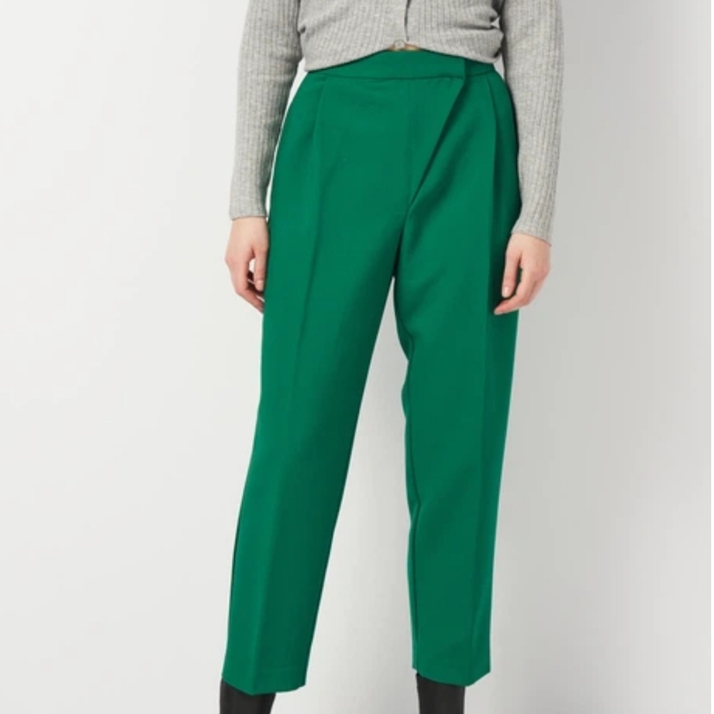 Zara Kelly Green Crossover Waist high waisted trouser Pants Kelly Green